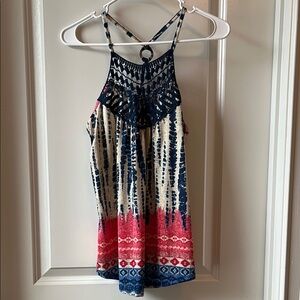 No Boundaries Blue and Cream Tank Top